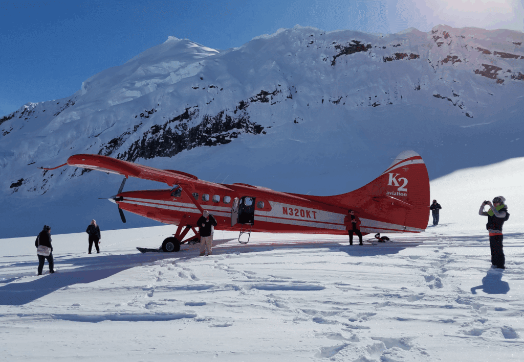 Glacier landing on a Denali Flightseeing Tour