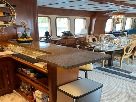 Bar inside of private yacht