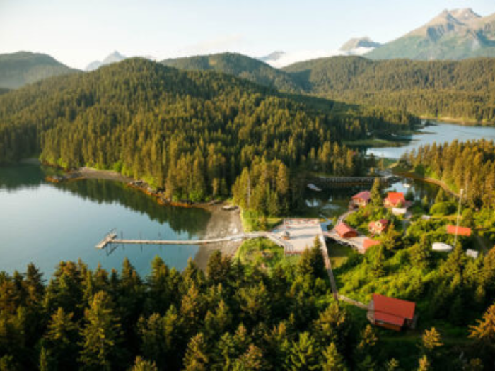 Aerial view of Tutka Bay Lodge
